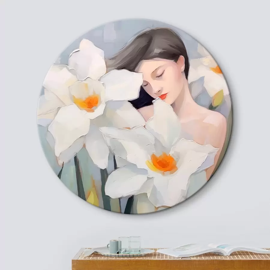 murales de pared Niña con narcisos r44594