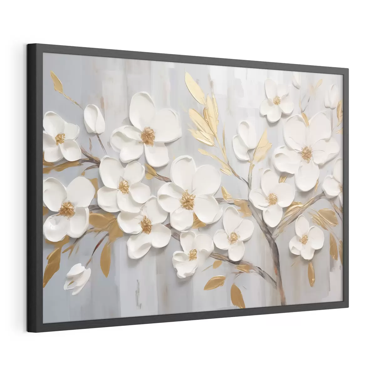 Poster Pintura imitación flores blancas f44586
