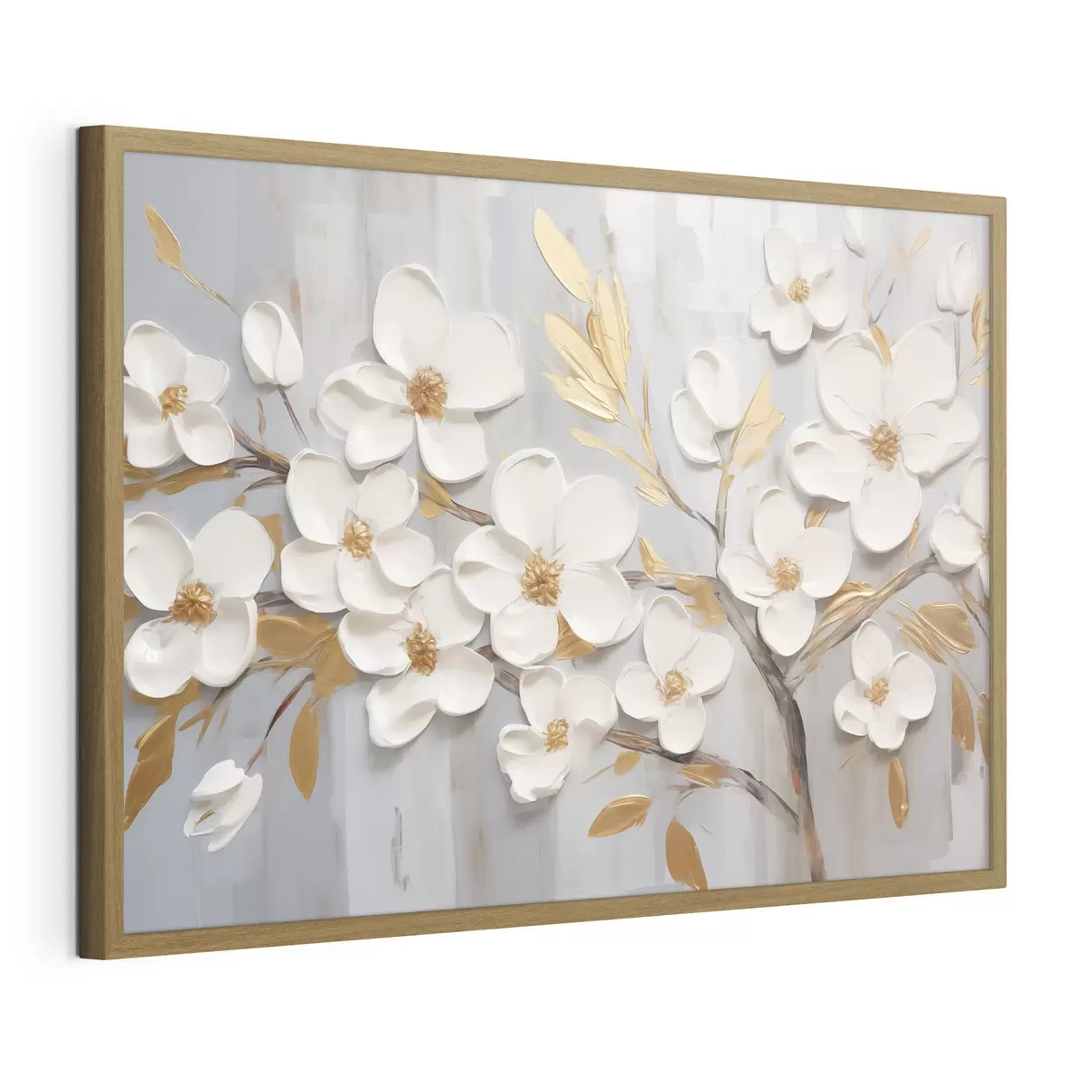 Poster Pintura imitación flores blancas f44586