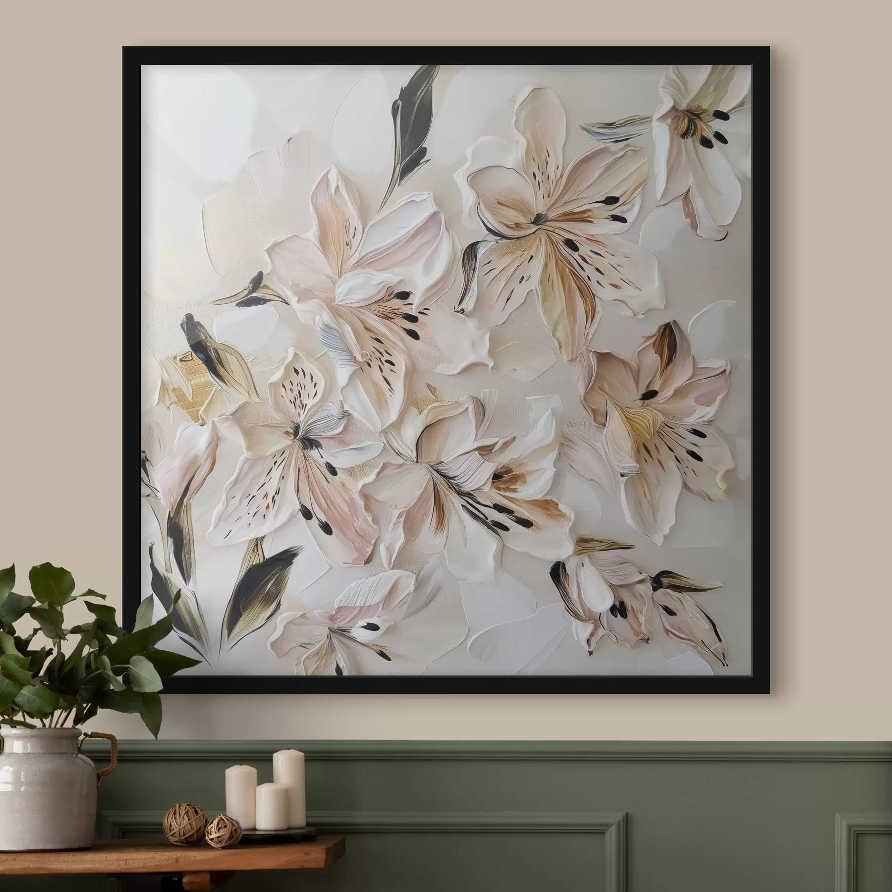 murales de pared Pintura imitación flores delicadas f44588