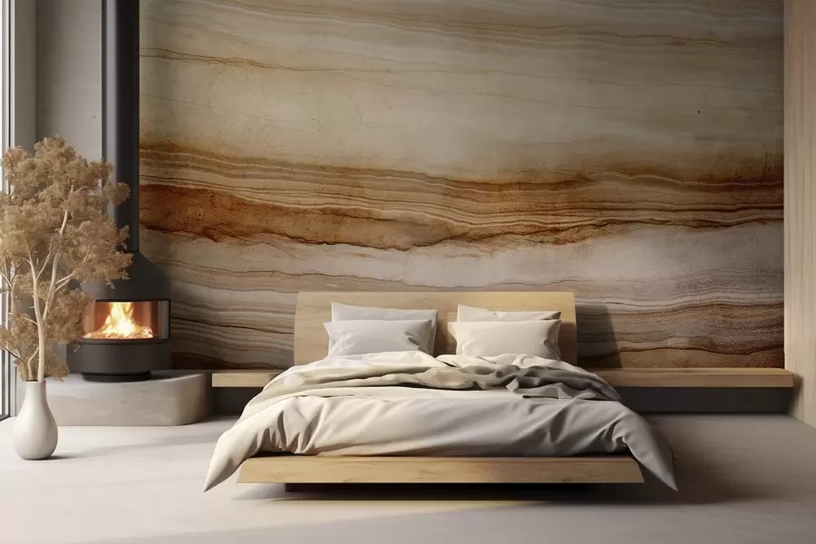 murales de pared Imitación de textura de madera con líneas horizontales, beige y marrón oscuro , estampado natural, tonos tierra suaves w09156