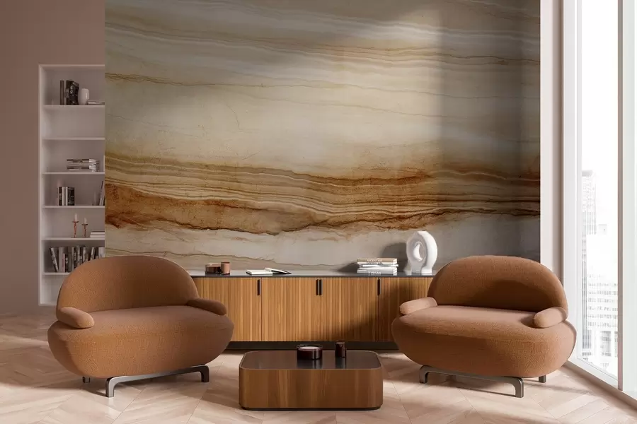 murales de pared Imitación de textura de madera con líneas horizontales, beige y marrón oscuro , estampado natural, tonos tierra suaves w09156