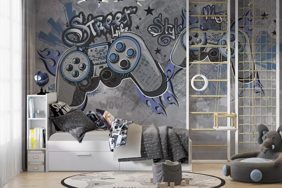 murales de pared Consolas estilo street art en la pared grunge w04054