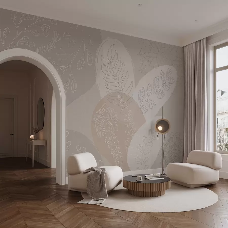 murales de pared Diseño botánico vectorial en estilo boho w04057