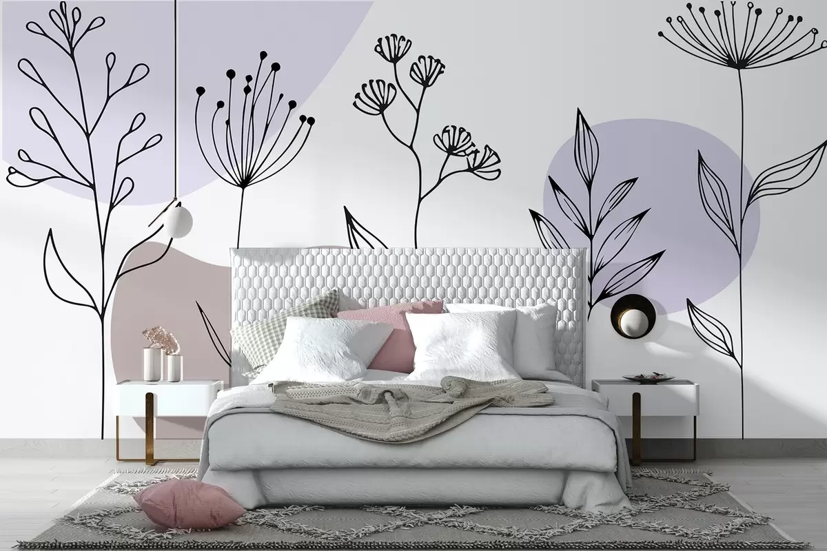 murales de pared Contorno floral boho w04080