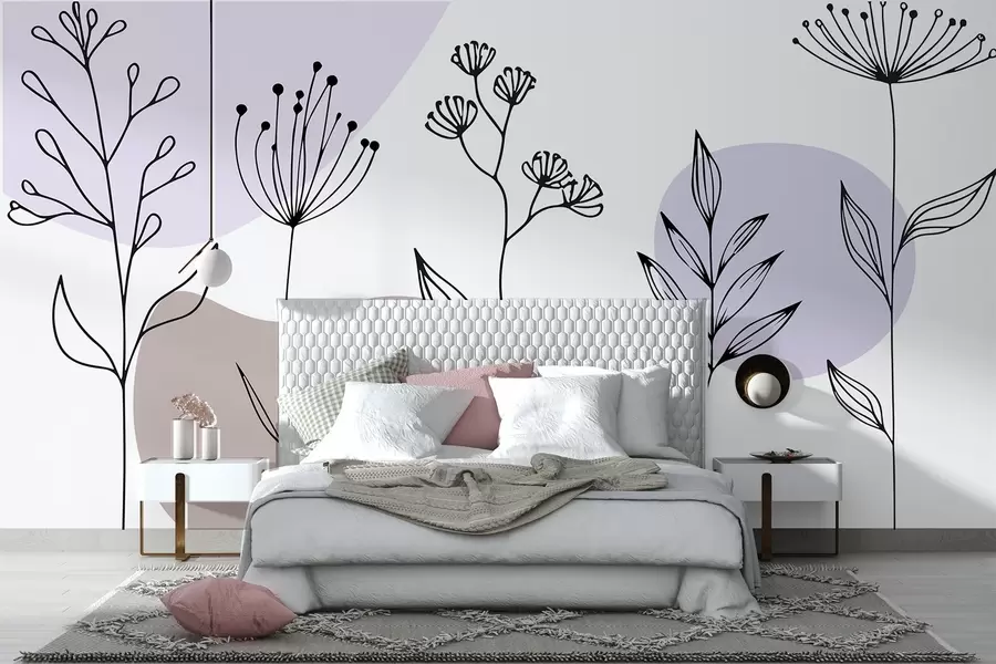 murales de pared Contorno floral boho w04080