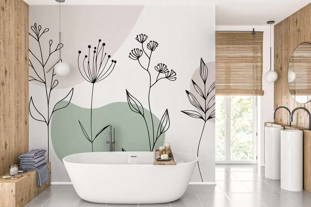 murales de pared Contorno floral boho w04080v2