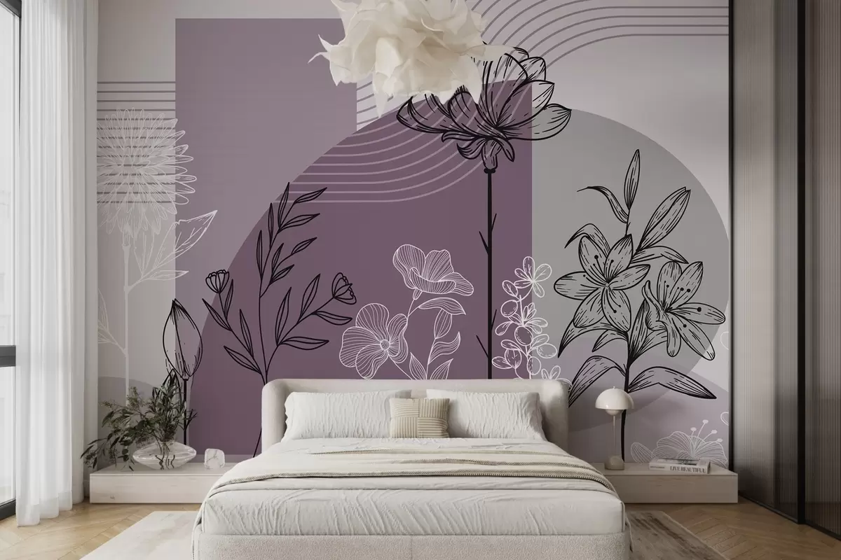 murales de pared Contorno floral boho w04081v2