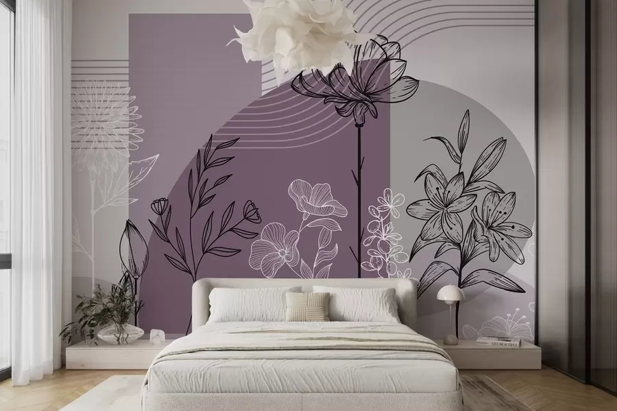murales de pared Contorno floral boho w04081v2