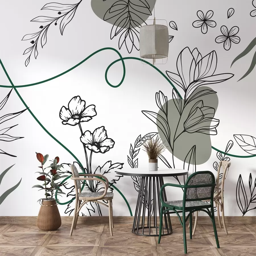 murales de pared Contorno floral boho w04082