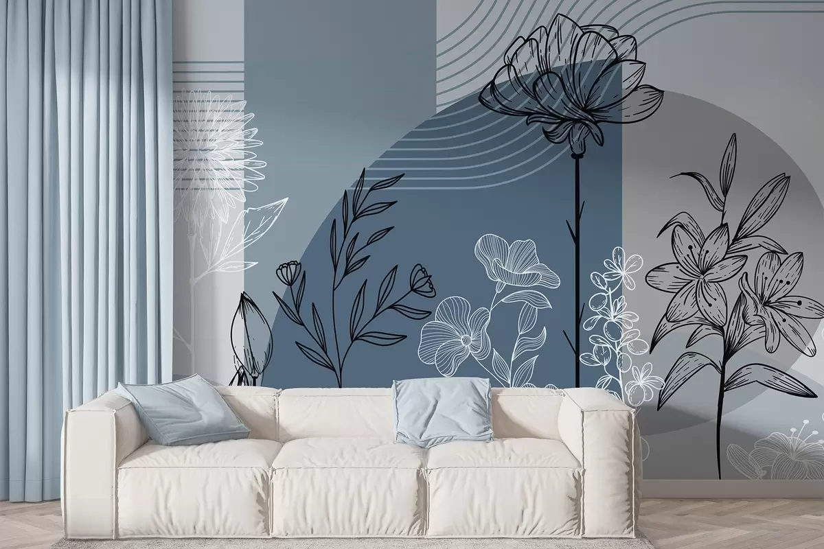 murales de pared Contorno floral boho w04081v1