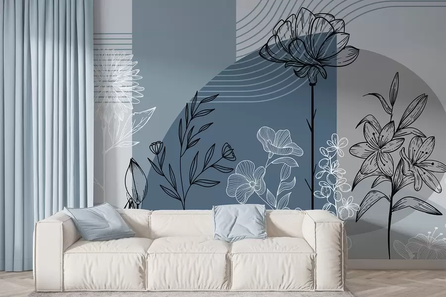 murales de pared Contorno floral boho w04081v1