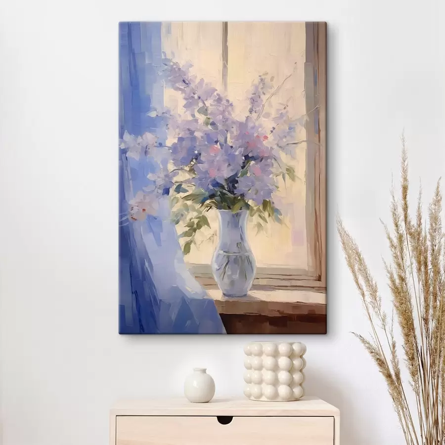 murales de pared Flores delicadas en un jarrón junto a la ventana s44653