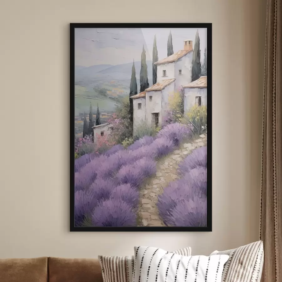 murales de pared Casa junto al campo de lavanda f44641