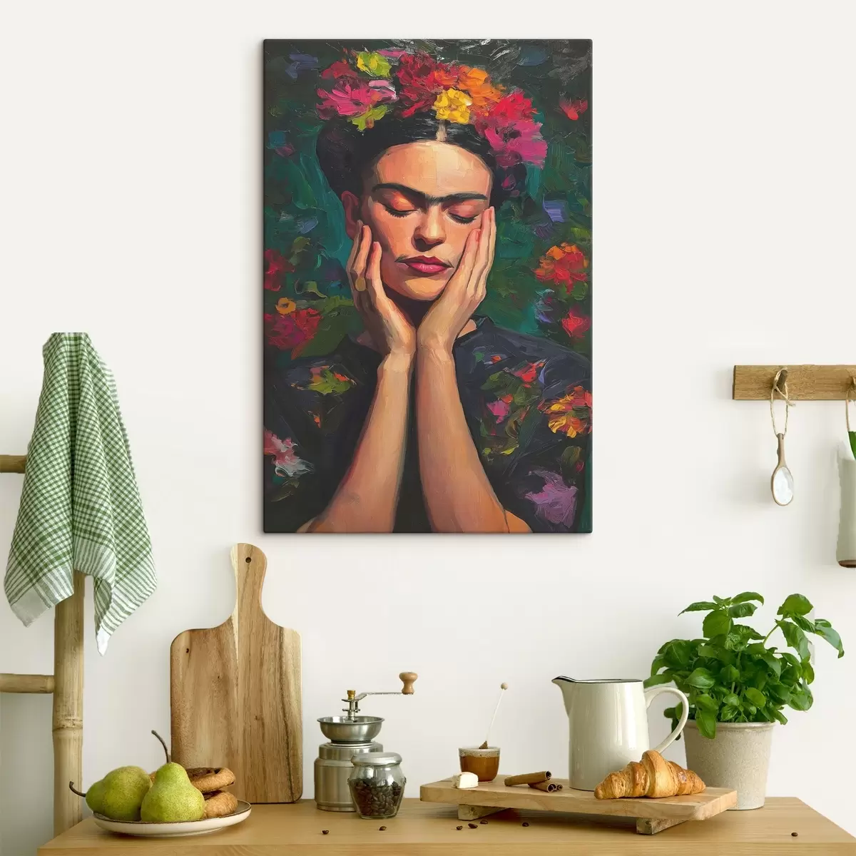 murales de pared Mujer con flores, estilo pictórico s44628