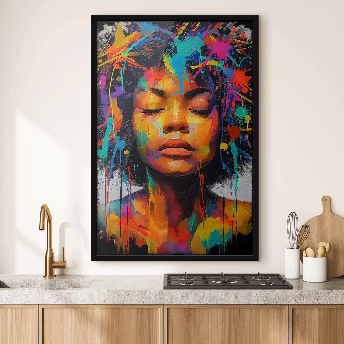 Poster Chica en colores brillantes, estilo abstracto f44618