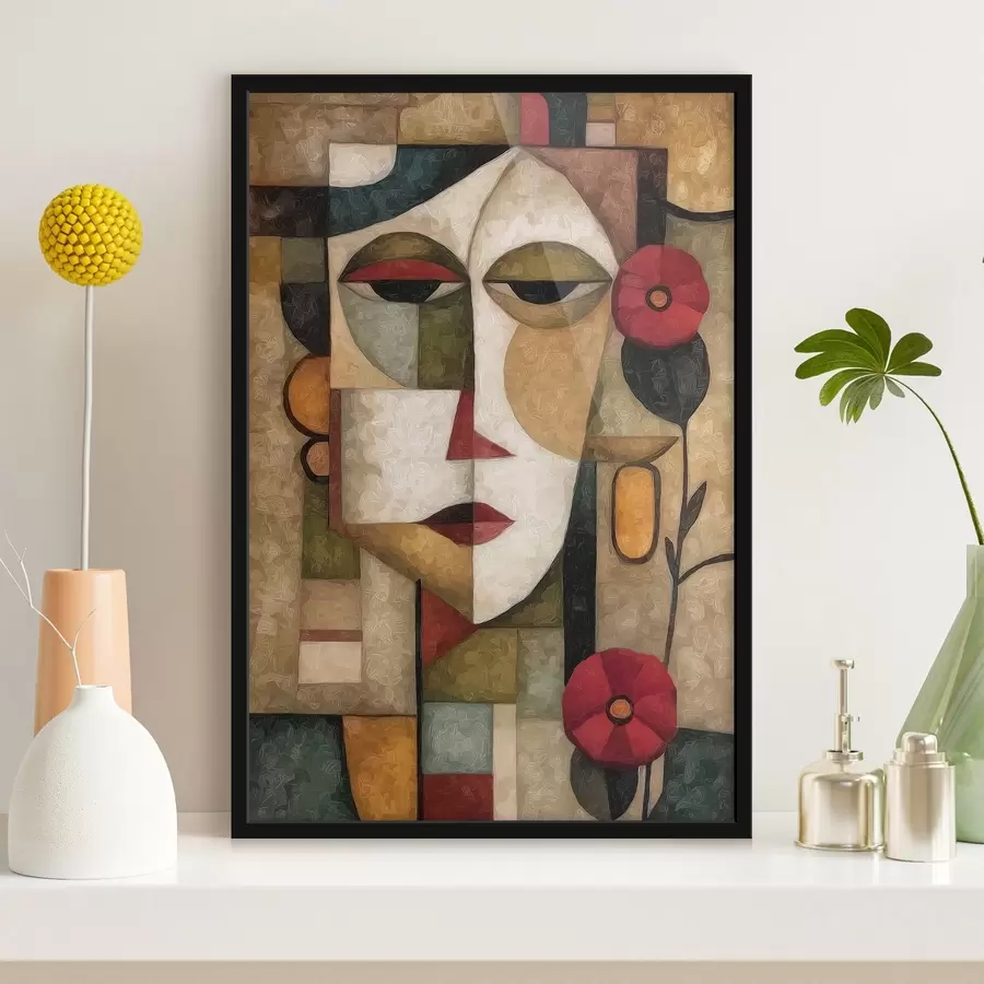 murales de pared Rostro femenino, cubismo f44619