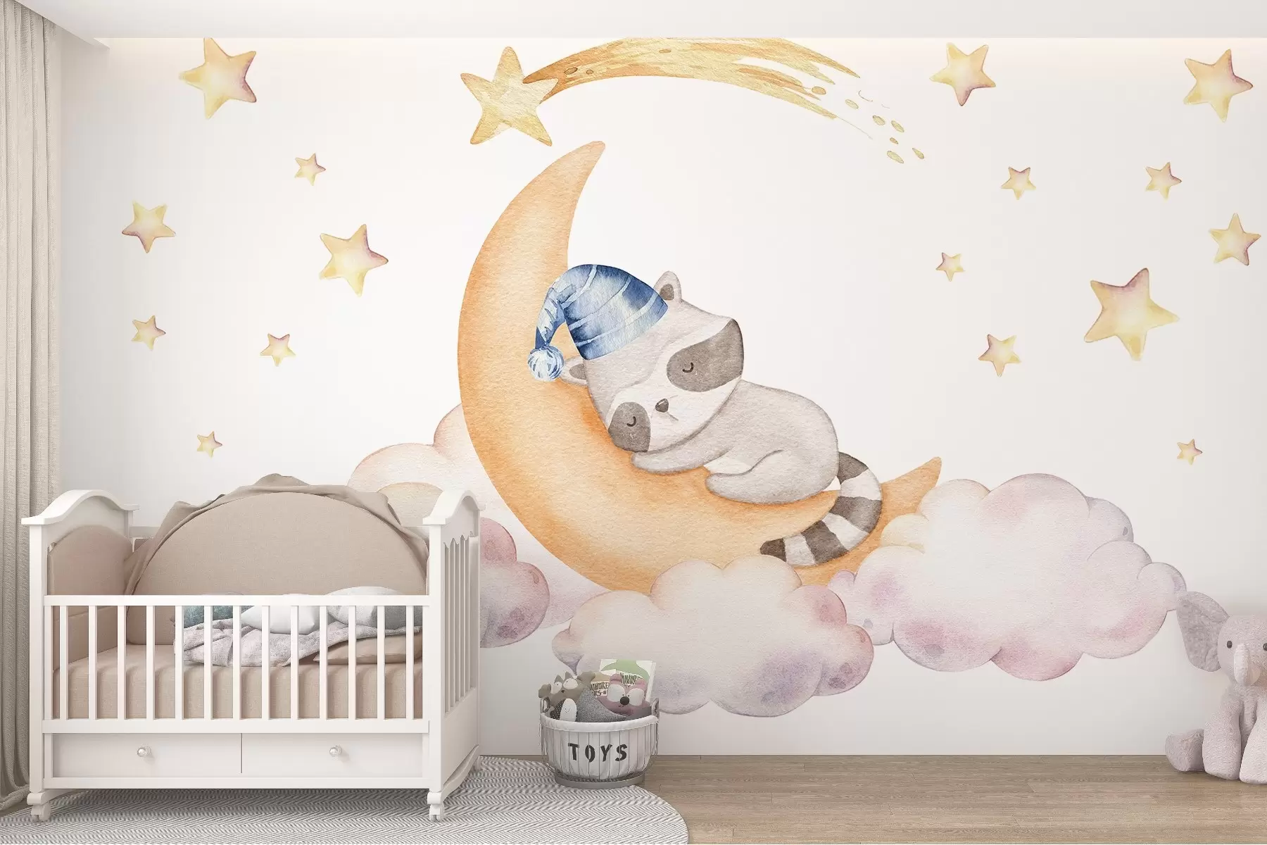 murales de pared Mapache en la luna w09169