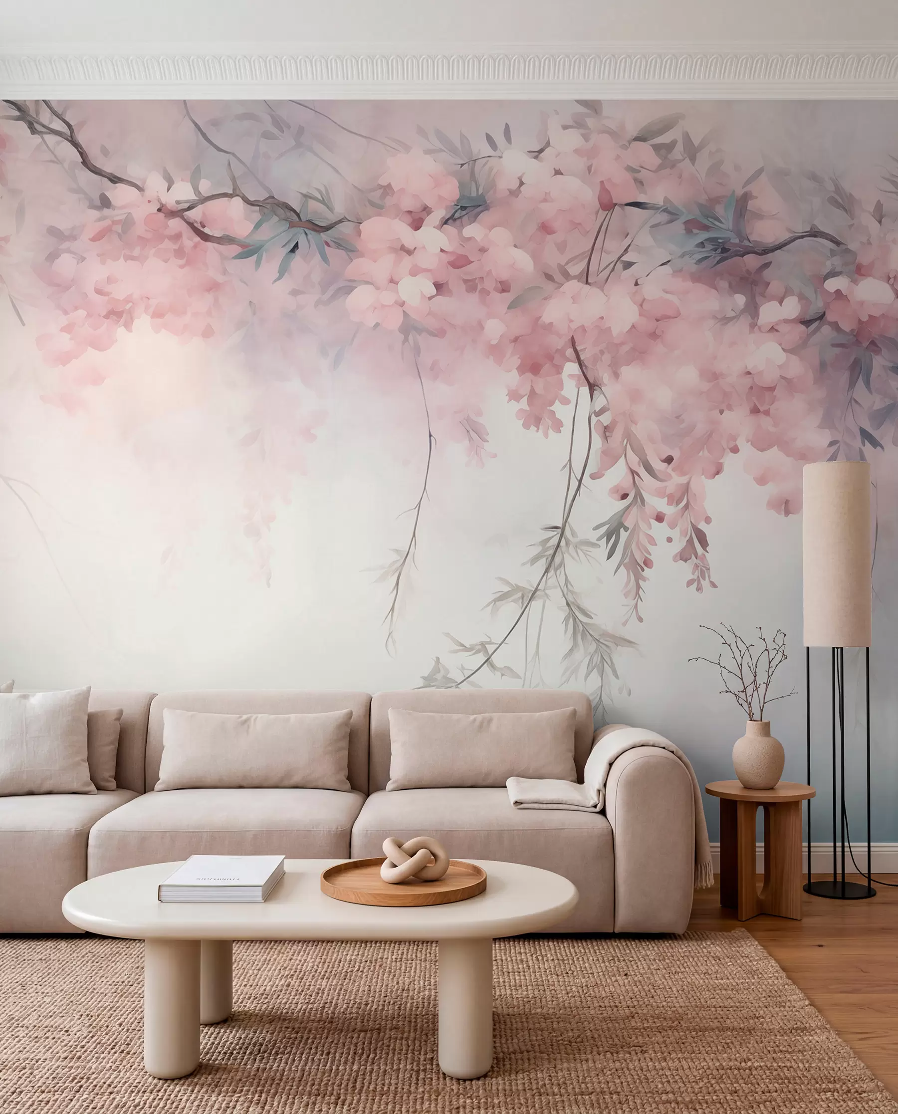 murales de pared Dosel floral en azul w09172v2