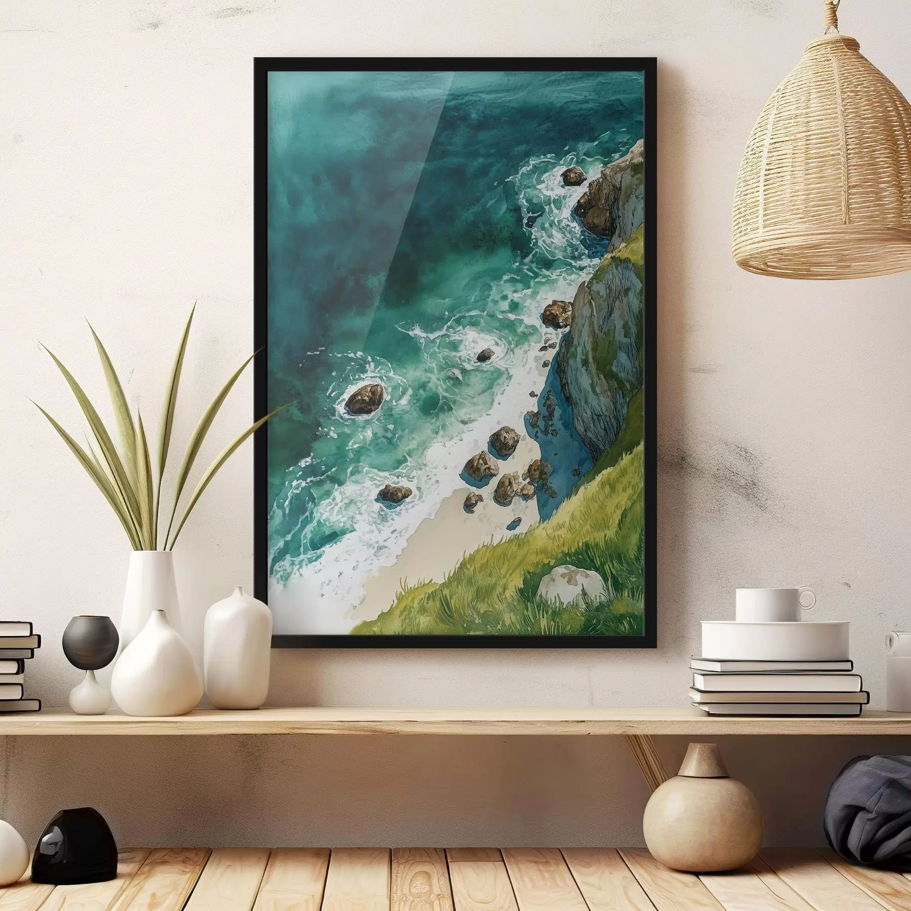 murales de pared Agua aguamarina, océano, acantilados rocosos, Portugal f44617