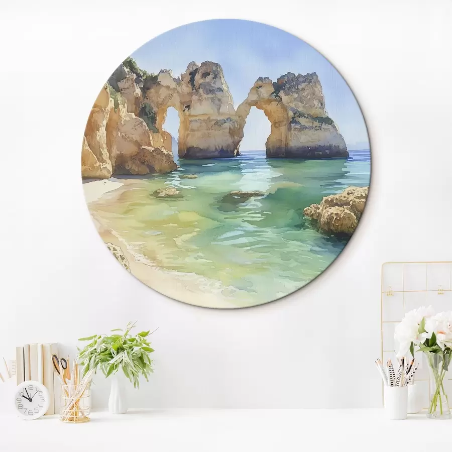 murales de pared Playa oceánica con acantilados rocosos, Portugal, verano, aguamarina r44608