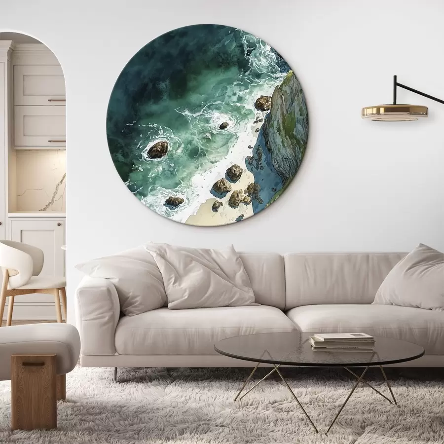 murales de pared Agua aguamarina, océano, acantilados rocosos, Portugal r44617