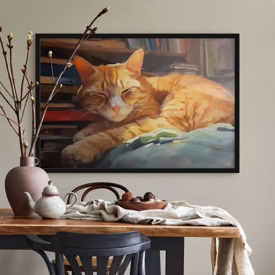 murales de pared El gato y los libros f44656