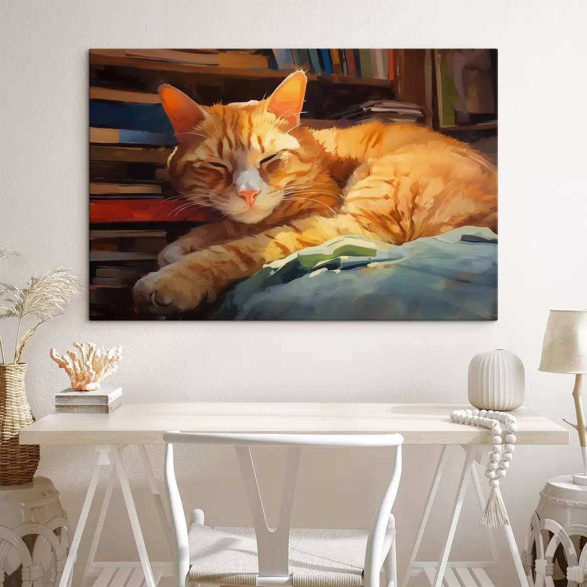 murales de pared El gato y los libros s44656