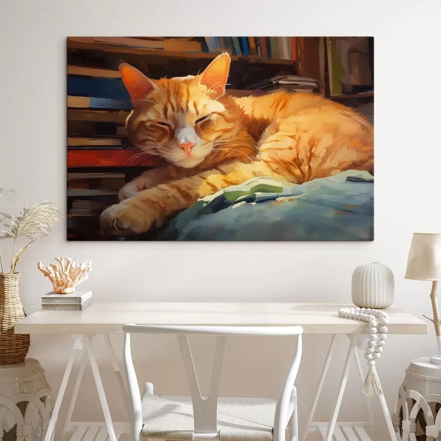 murales de pared El gato y los libros s44656