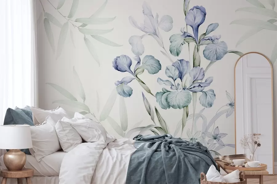 murales de pared Delicados iris imitación acuarela w03955