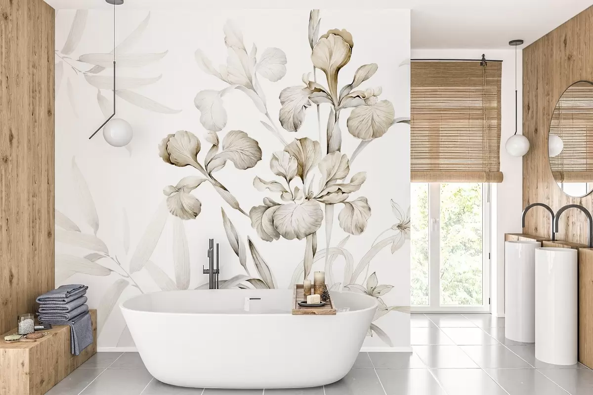 murales de pared Iris, tonos beige w03955v2