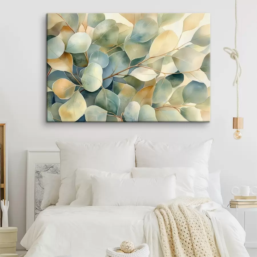 murales de pared Hojas de eucalipto, estilo acuarela, naturaleza s44502