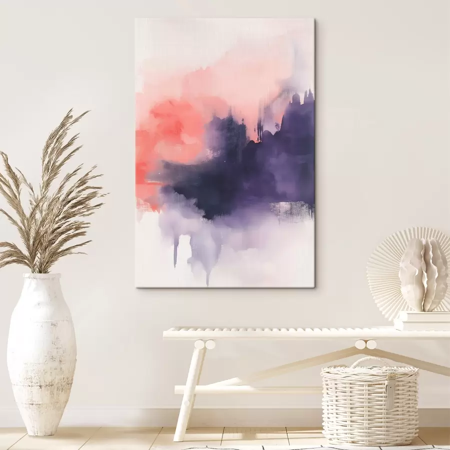 murales de pared Abstracción estilo acrílico, pinceladas, morado y rosa s44507