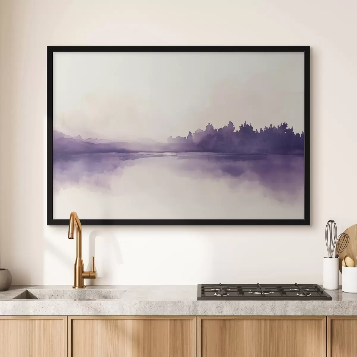 Poster Abstracción de pintura de acuarela con color púrpura f44504