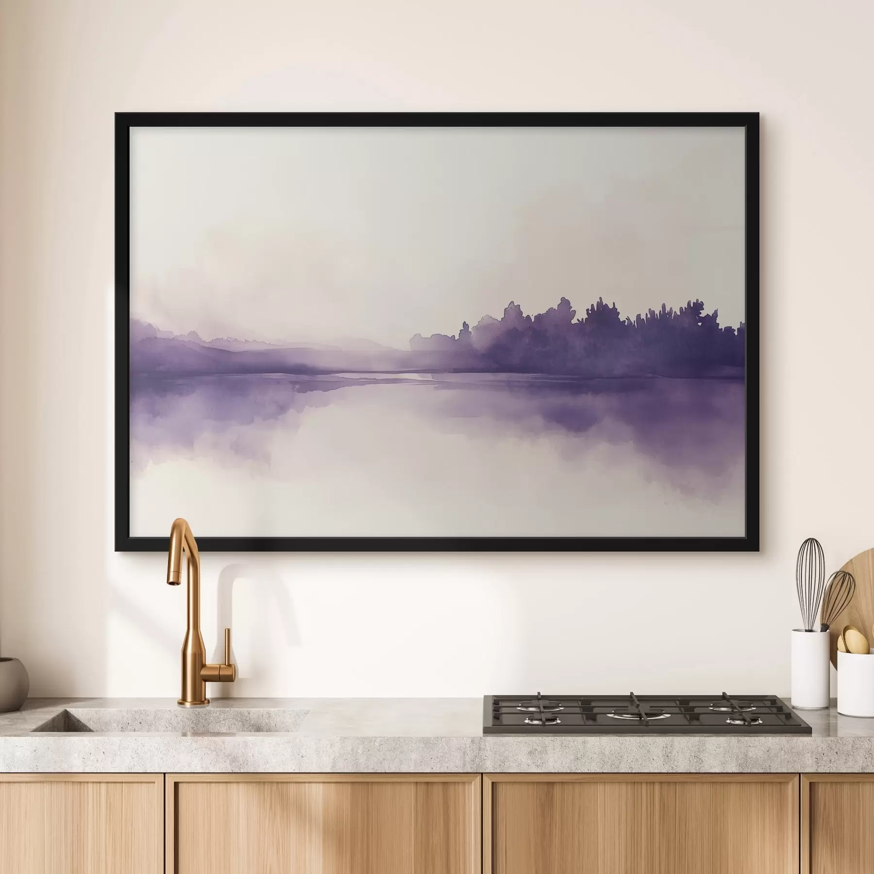 murales de pared Abstracción de pintura de acuarela con color púrpura f44504