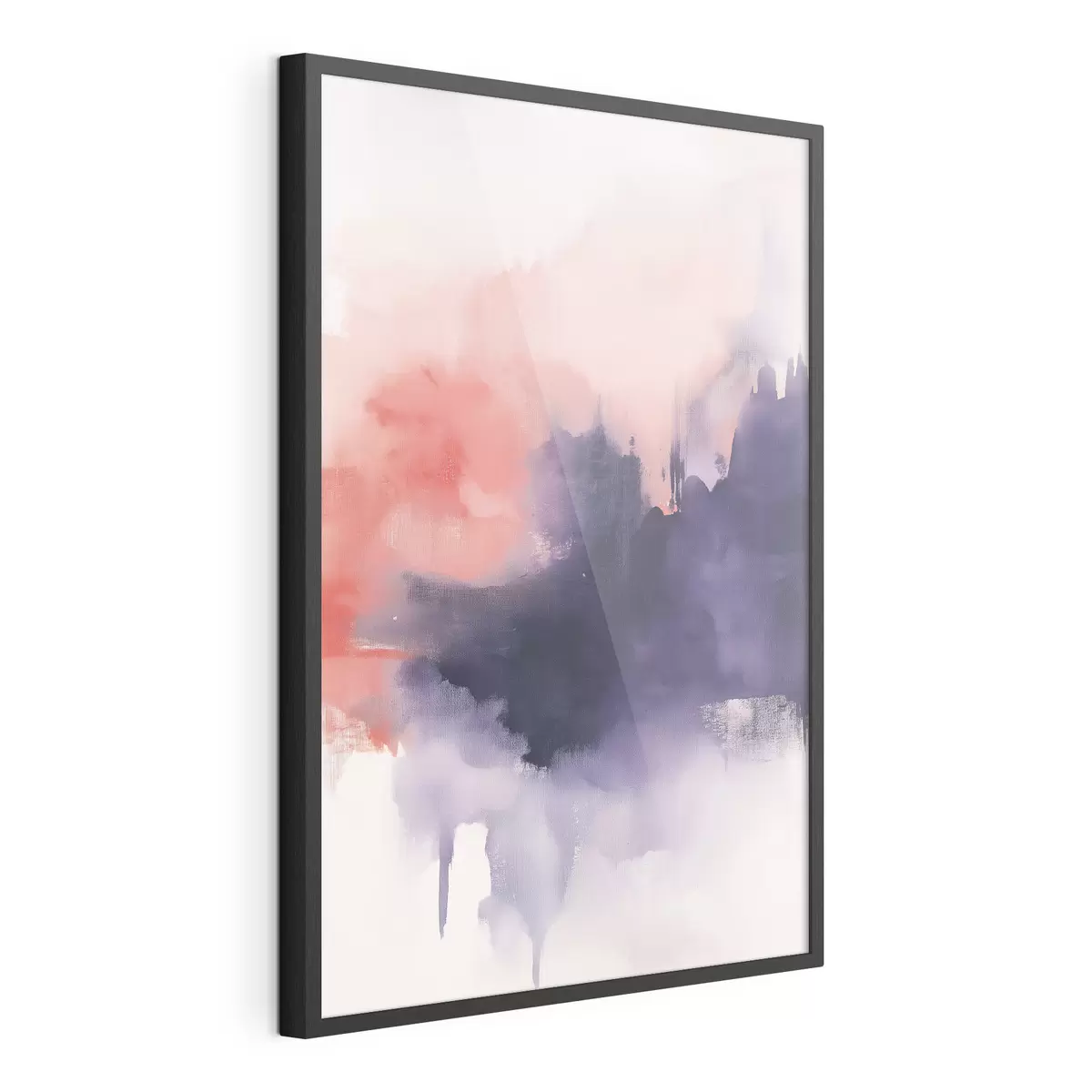 Poster Abstracción estilo acrílico, pinceladas, morado y rosa f44507