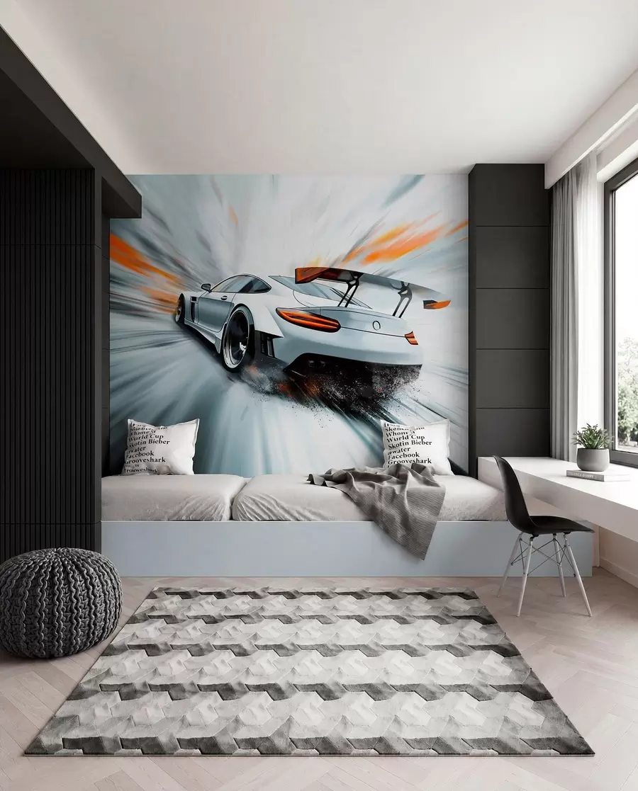murales de pared un deportivo dinámico que surca el espacio w04074