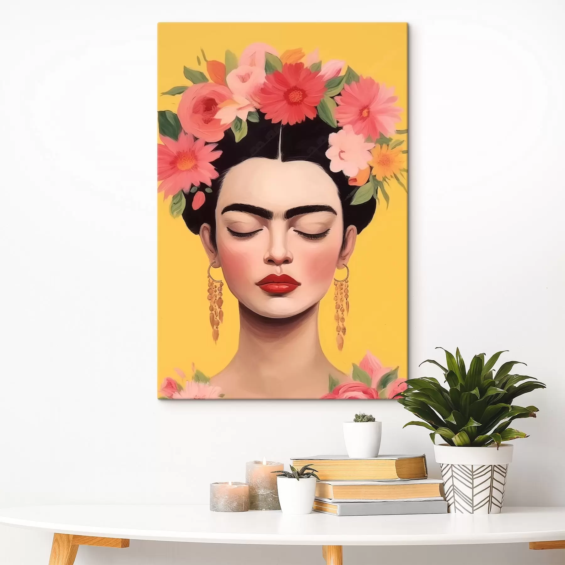 murales de pared Retrato femenino con flores en el pelo s44680