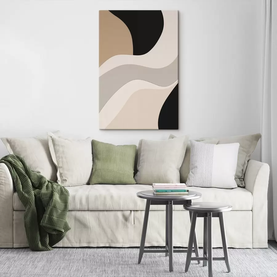 murales de pared Ondas abstractas en beige y negro s44688