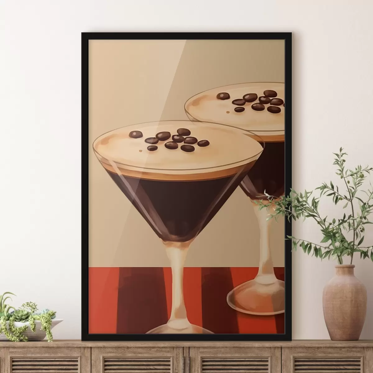 Poster Dos cócteles con granos de café en vasos de cristal f44679