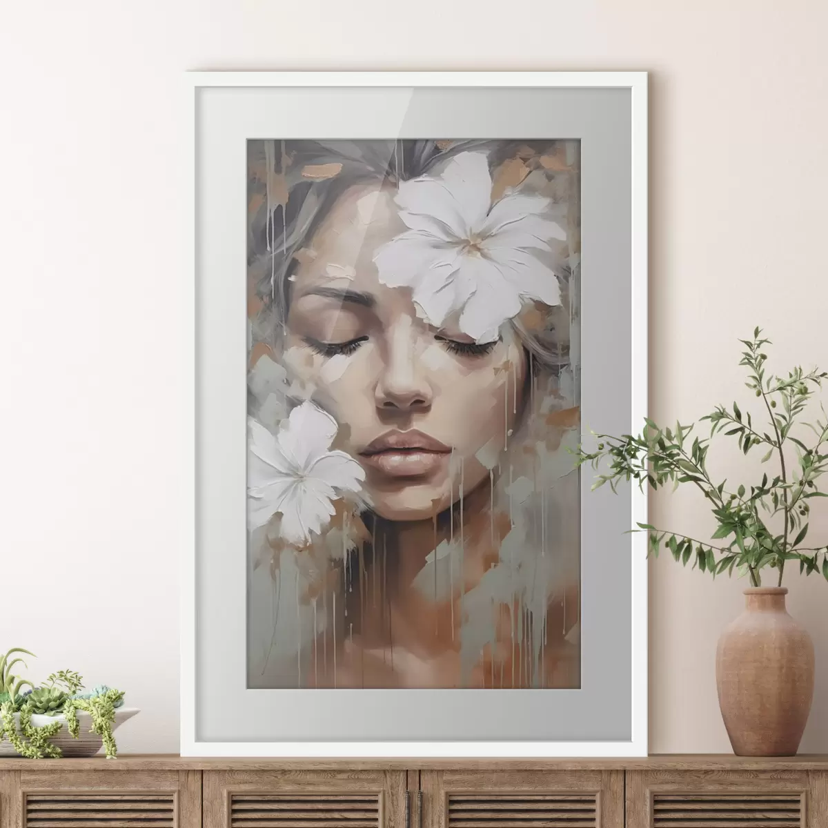 Poster Flores blancas sobre los ojos f44684