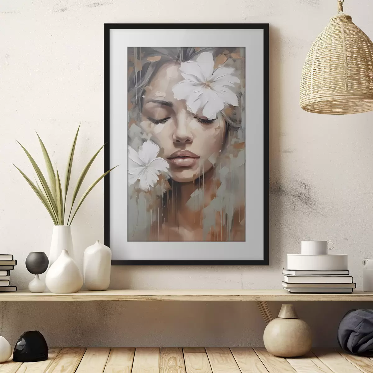 Poster Flores blancas sobre los ojos f44684