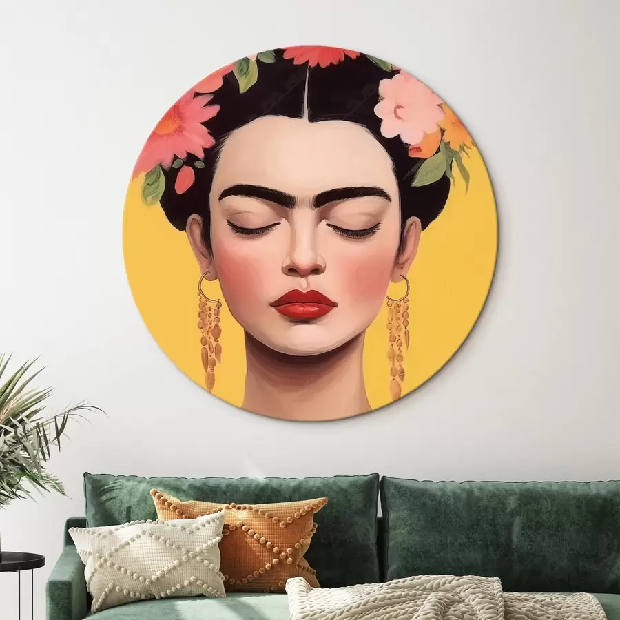 murales de pared Retrato femenino con flores en el pelo r44680