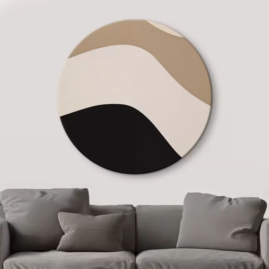 murales de pared Ondas abstractas en beige y negro r44687