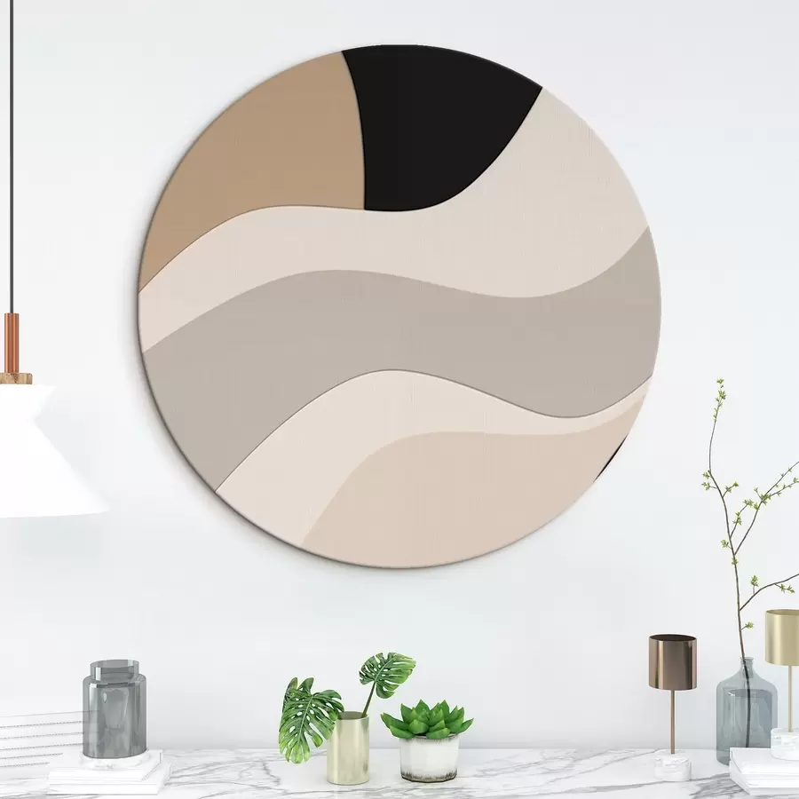 murales de pared Ondas abstractas en beige y negro r44688