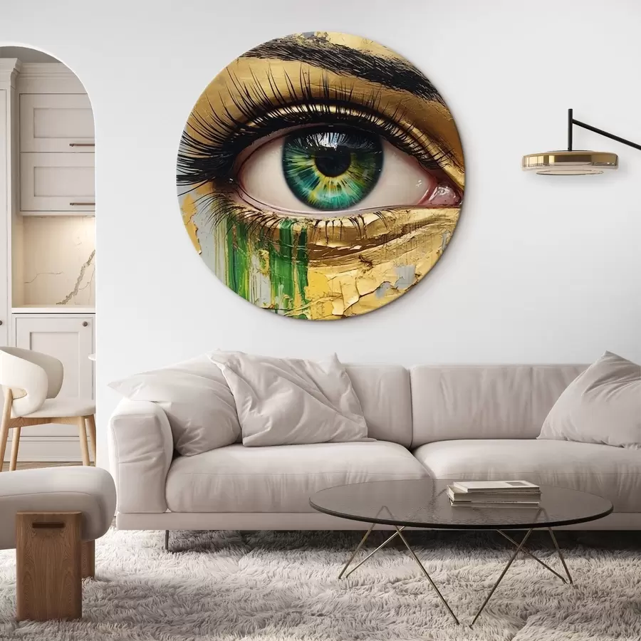 murales de pared Ojo verde sobre fondo de pintura agrietada r44690