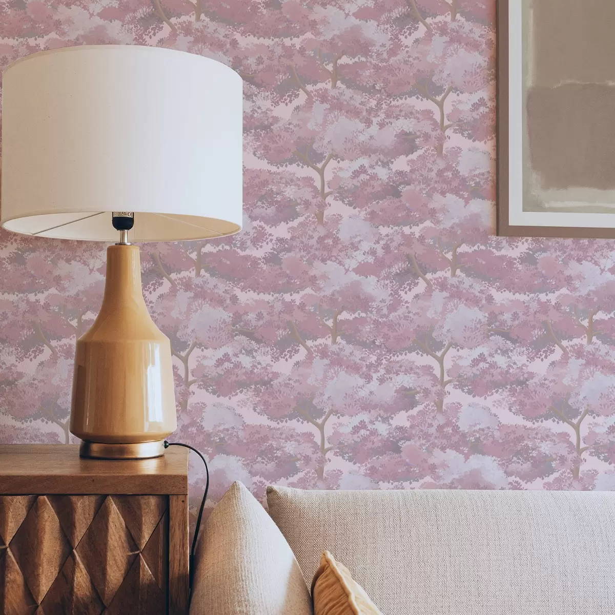 Papel pintado Paisaje azul profundo con árboles en tonos nocturnos a00170v4