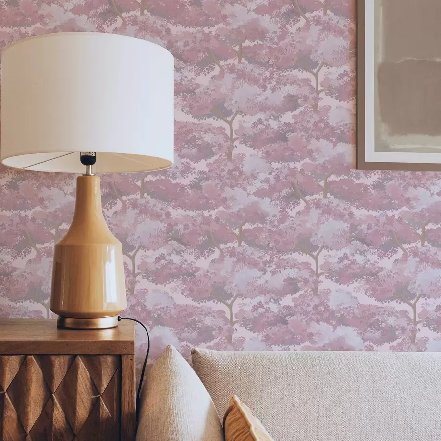 murales de pared Paisaje azul profundo con árboles en tonos nocturnos a00170v4