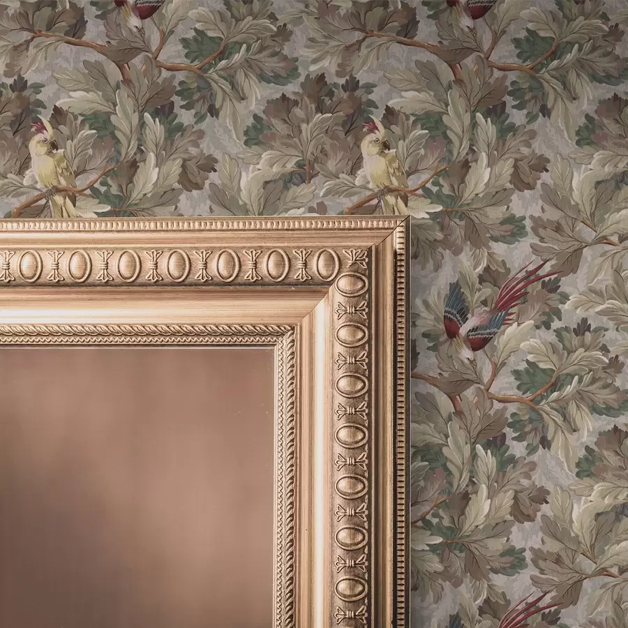 murales de pared Pájaros sobre ramas en estilo botánico vintage a00175