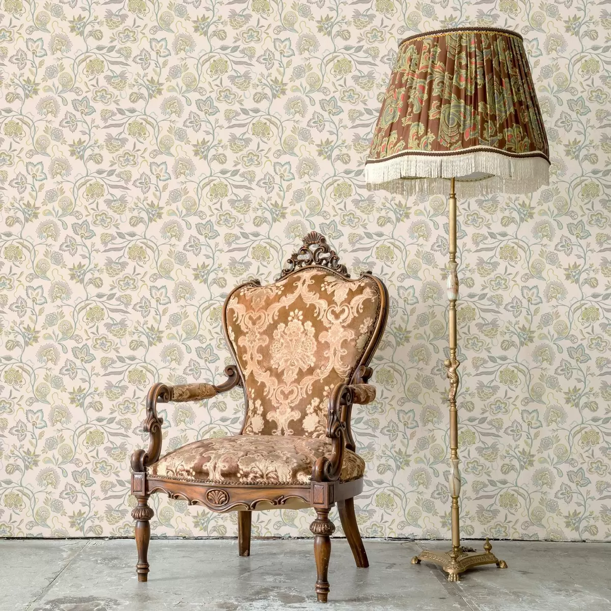 Papel pintado Flores ornamentales en colores pastel, estilo vintage a00222